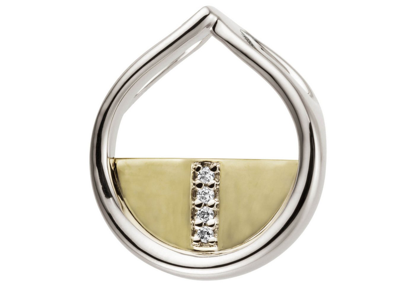 Schmuck Krone Kettenanhänger Anhänger aus 585 Gold bicolor mit 4 Brillanten 0,02ct, Gold 585 von Schmuck Krone