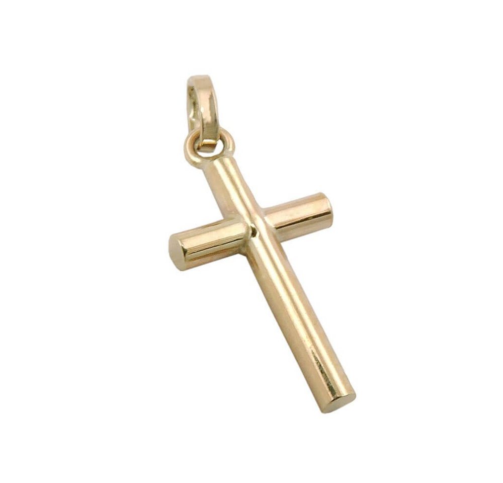 Schmuck Krone Kettenanhänger Anhänger kleines Kreuz 15x7mm aus 9Kt 375 Gold Gelbgold glänzend schlicht, Gold 375 von Schmuck Krone