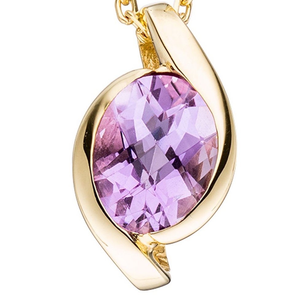 Schmuck Krone Kettenanhänger Anhänger mit Amethyst oval, 333 Gelbgold, Gold 333 Schmuck Krone Kettenanhänger Anhänger mit Amethyst oval, 333 Gelbgold, Gold 333 von Schmuck Krone