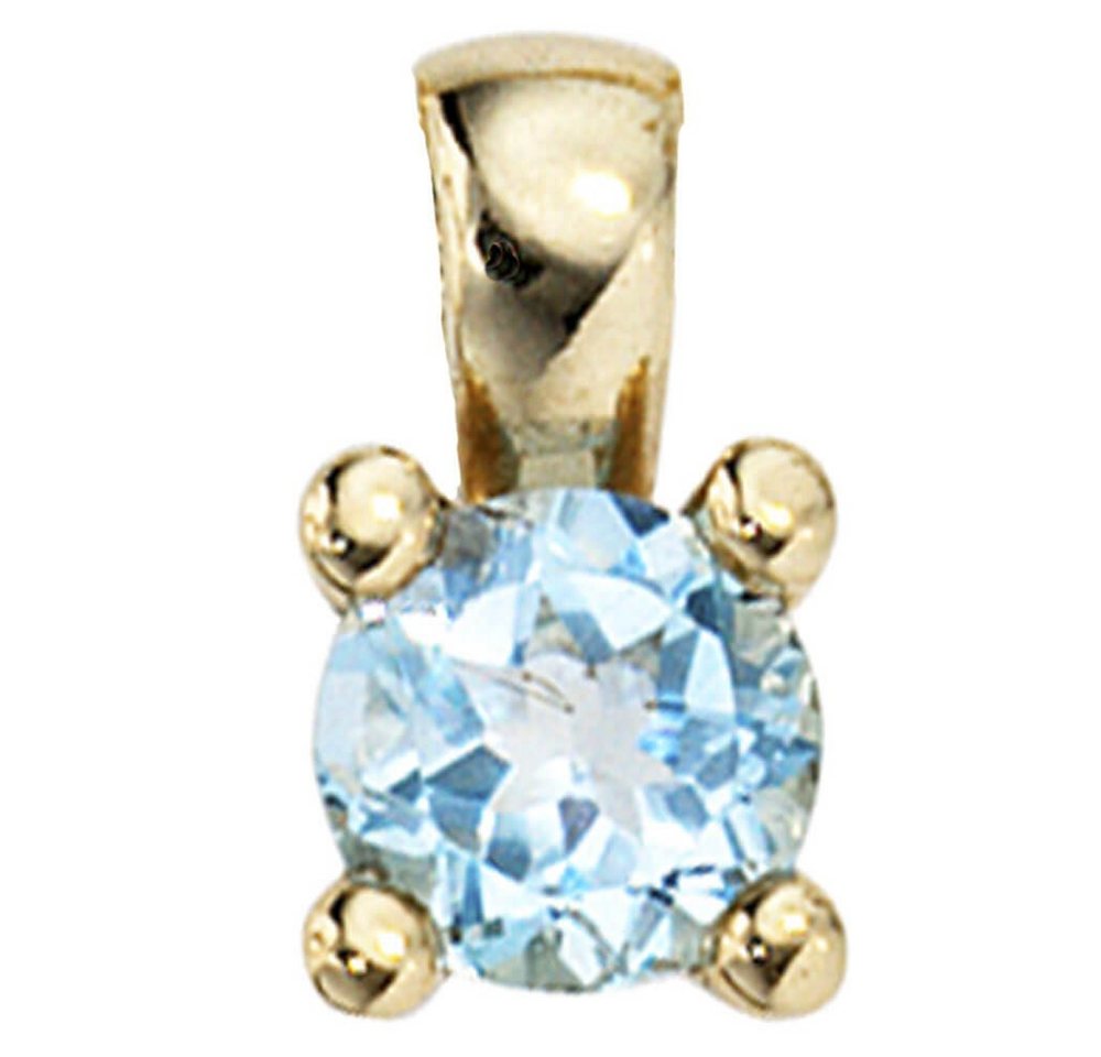 Schmuck Krone Kettenanhänger Anhänger mit Blautopas Topas blau 333 Gold Gelbgold schlicht Damen, Gold 333 von Schmuck Krone