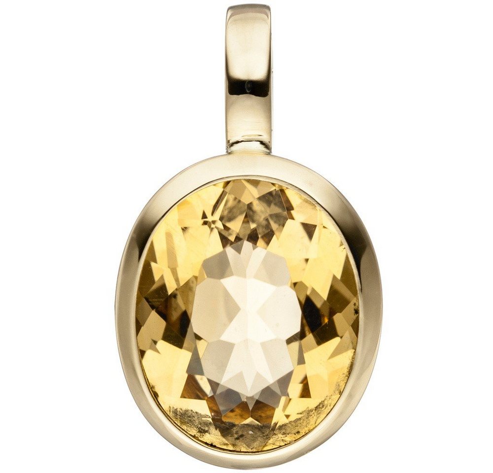 Schmuck Krone Kettenanhänger Anhänger mit Citrin, 585 Gelbgold, oval, Gold 585 Schmuck Krone Kettenanhänger Anhänger mit Citrin, 585 Gelbgold, oval, Gold 585 von Schmuck Krone