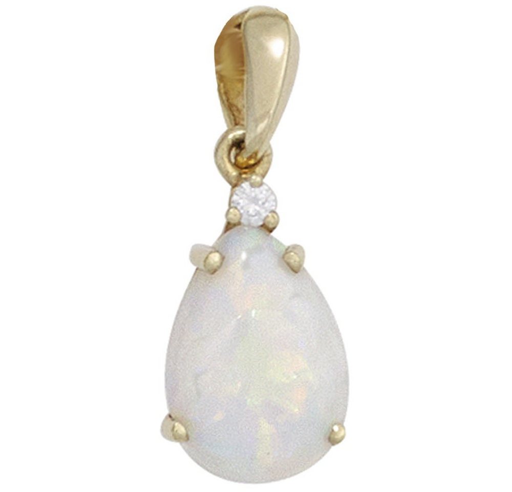 Schmuck Krone Kettenanhänger Anhänger mit Opal Tropfen & Brillant, 585 Gelbgold, Gold 585 von Schmuck Krone