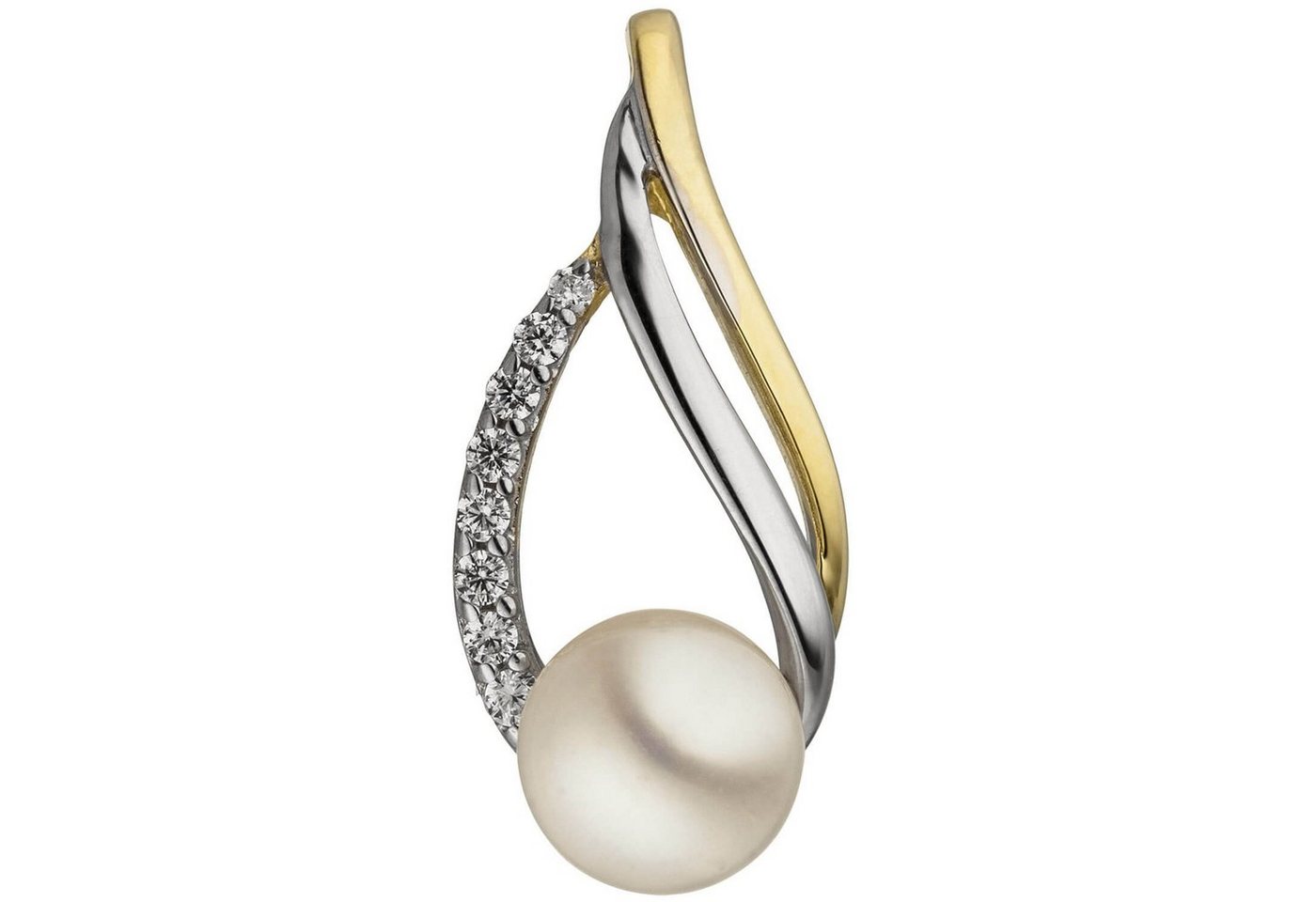 Schmuck Krone Perlenanhänger Anhänger, Süßwasser-Perle & Zirkonia, 333 Gold teilrhodiniert, Gold 333 Schmuck Krone Perlenanhänger Anhänger, Süßwasser-Perle & Zirkonia, 333 Gold teilrhodiniert, Gold 333 von Schmuck Krone