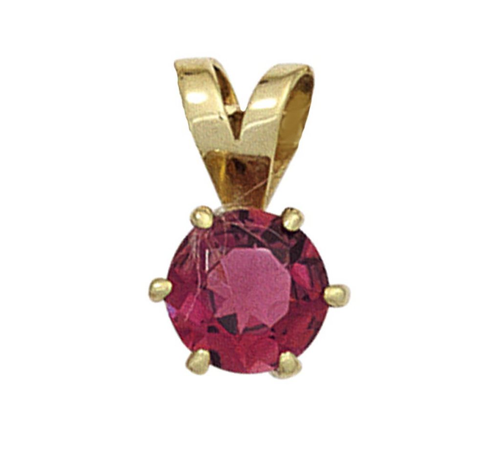 Schmuck Krone Kettenanhänger Anhänger mit Turmalin rosa facettiert 585 Gold Gelbgold Halsschmuck Damen, Gold 585 von Schmuck Krone