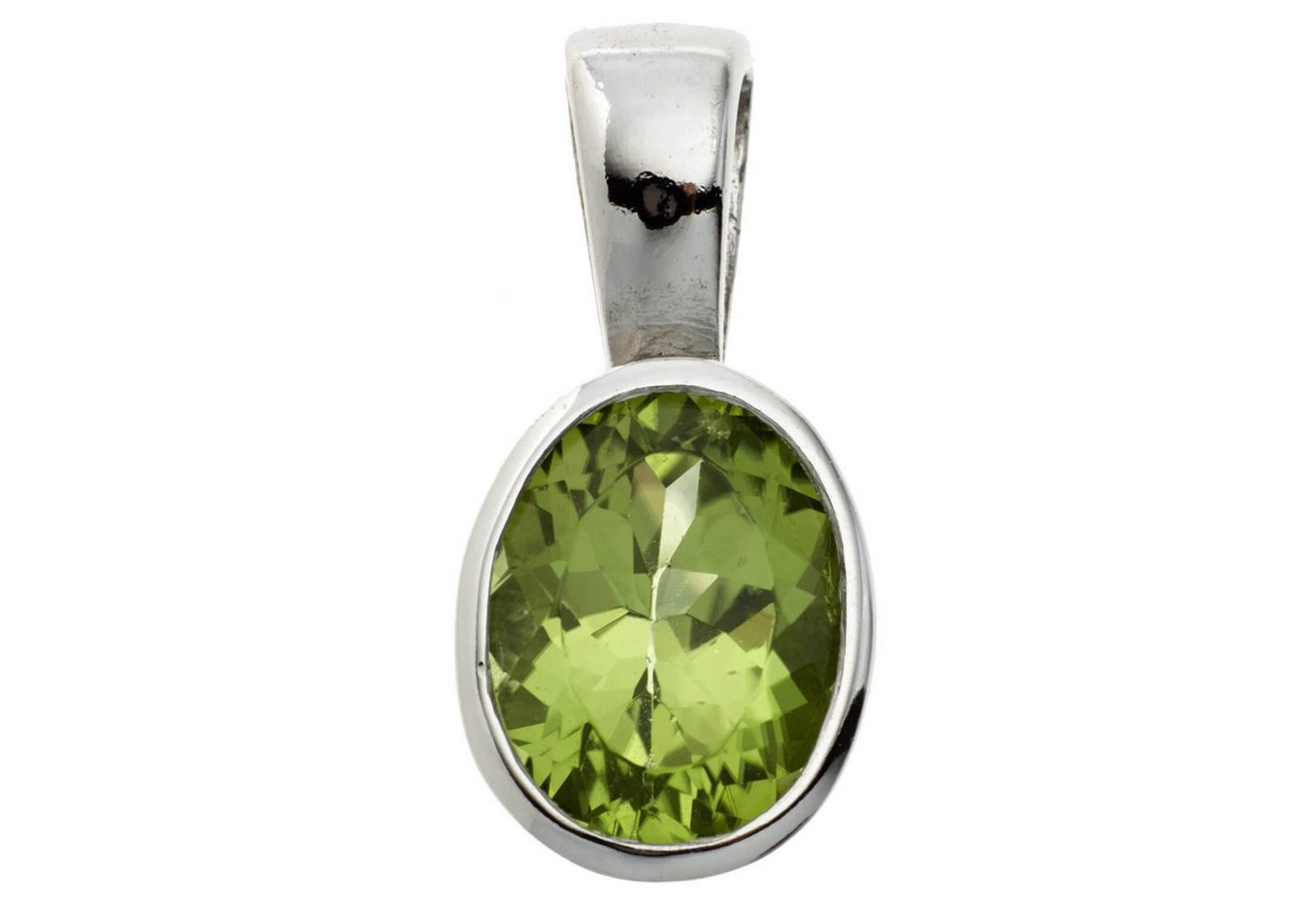 Schmuck Krone Kettenanhänger Anhänger mit echtem Peridot grün & 925 Silber oval Halsschmuck Damen, Silber 925 von Schmuck Krone