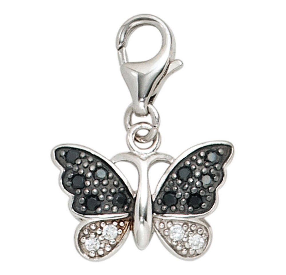 Schmuck Krone Kettenanhänger Einhänger Schmetterling 925 Silber Zirkonia schwarz weiß, Silber 925 von Schmuck Krone