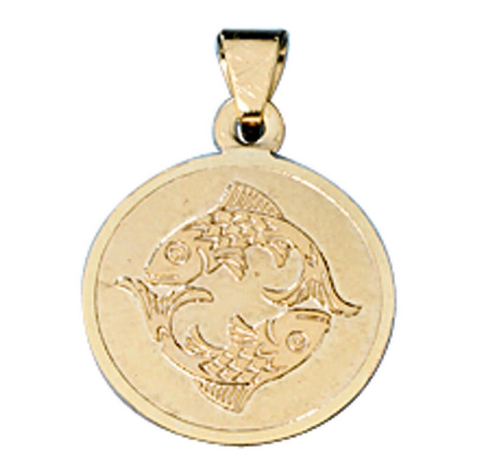 Schmuck Krone Kettenanhänger Fische - Ketten Anhänger Goldanhänger 333 Gold rund Halsschmuck Unisex, Gold 333 von Schmuck Krone