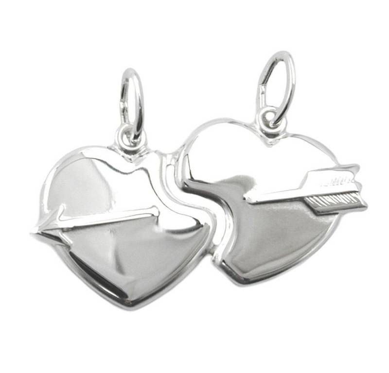 Schmuck Krone Kettenanhänger Herzen mit Pfeil - Anhänger zum Teilen, 925 Silber, Silber 925 von Schmuck Krone