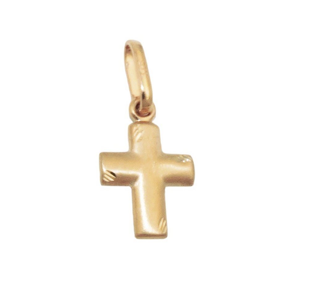 Schmuck Krone Kettenanhänger Ketten-Anhänger Kreuz Kreuzchen 12x10mm abgerundet 375 Gold Gelbgold, Gold 375 von Schmuck Krone