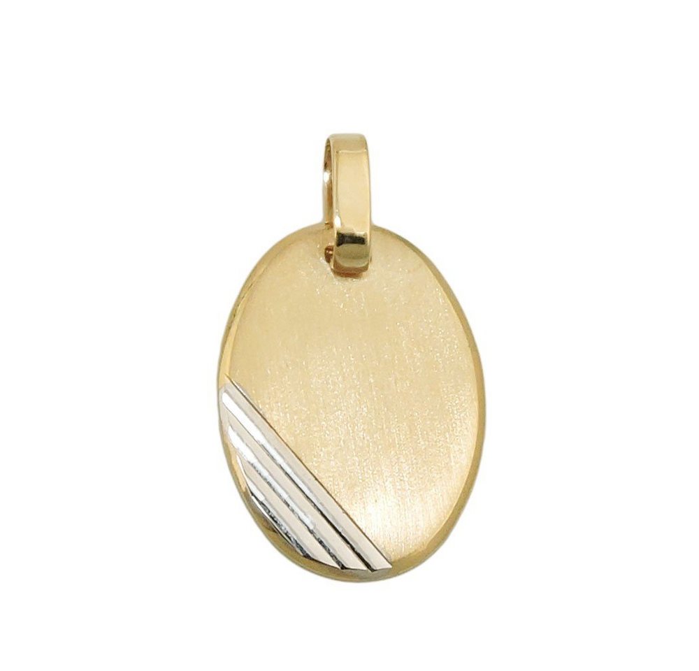 Schmuck Krone Kettenanhänger Anhänger ovale Gravurplatte mit Streifen, 375 Gold, Gold 375 Schmuck Krone Kettenanhänger Anhänger ovale Gravurplatte mit Streifen, 375 Gold, Gold 375 von Schmuck Krone