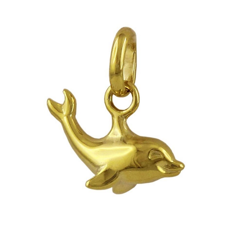 Schmuck Krone Kettenanhänger Kleiner Anhänger Delfin 12x7mm aus 9Kt 375 Gold Gelbgold glänzend, Gold 375 von Schmuck Krone