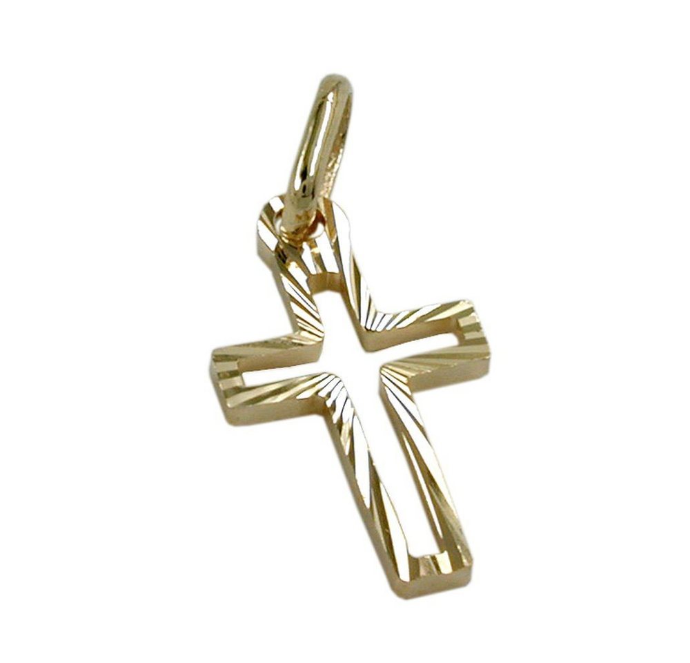 Schmuck Krone Kettenanhänger Kreuz Anhänger Kettenanhänger diamantiert aus 585 Gold Gelbgold Goldanhänger, Gold 585 von Schmuck Krone