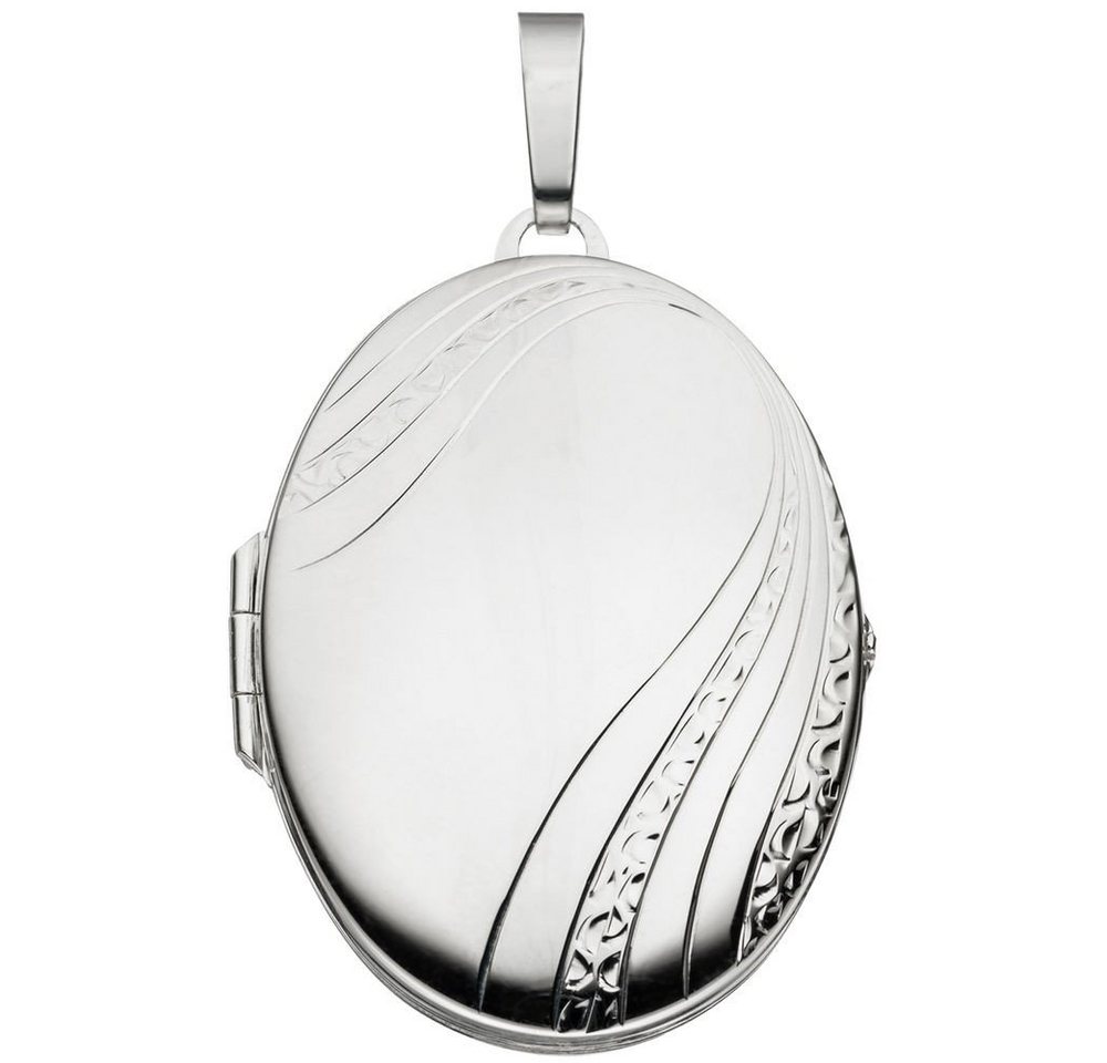 Schmuck Krone Kettenanhänger Medaillon Anhänger zum Öffnen 925 Silber Sterlingsilber oval Unisex, Silber 925 von Schmuck Krone