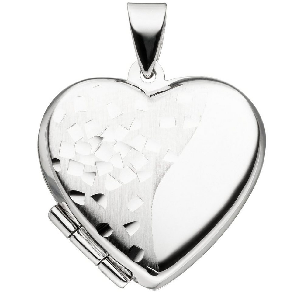 Schmuck Krone Kettenanhänger Medaillon Herz zum Öffnen, 925 Silber teilmattiert, Silber 925 Schmuck Krone Kettenanhänger Medaillon Herz zum Öffnen, 925 Silber teilmattiert, Silber 925 von Schmuck Krone