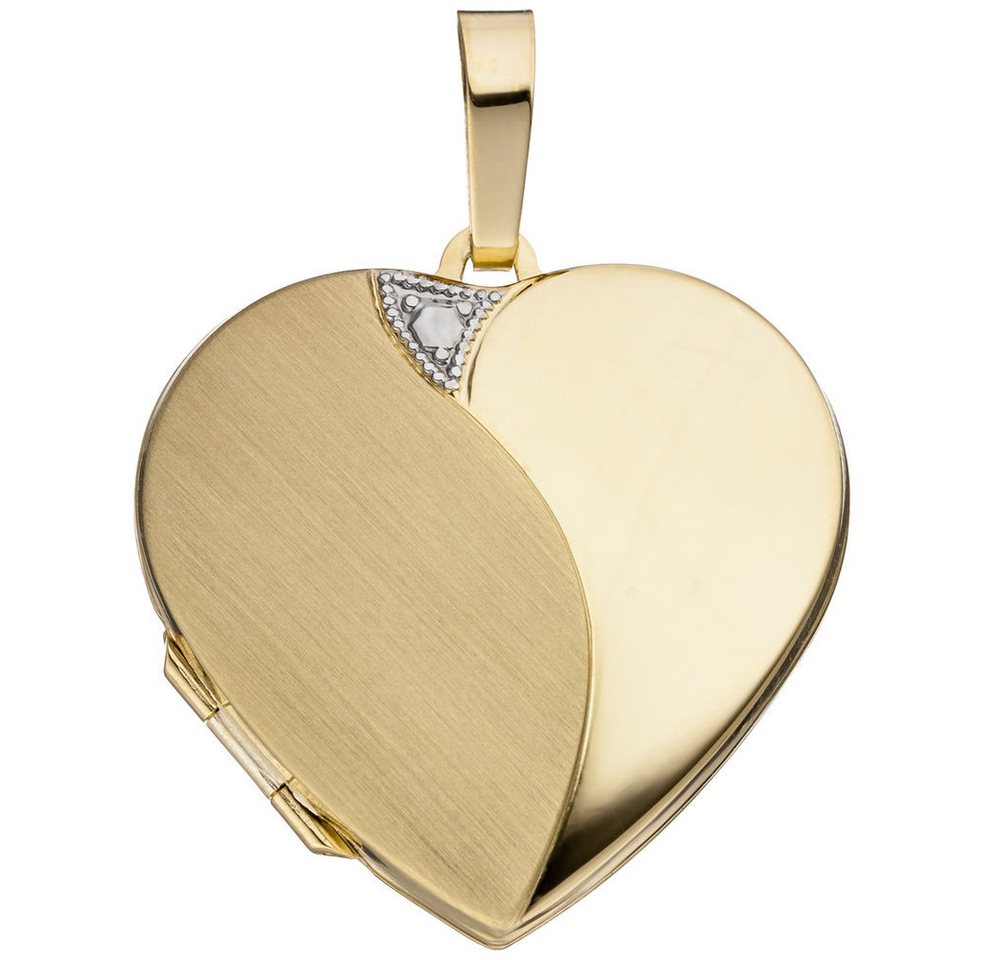 Schmuck Krone Kettenanhänger Medaillon Herz aus 585 Gold Gelbgold, Damen, Gold 585 von Schmuck Krone