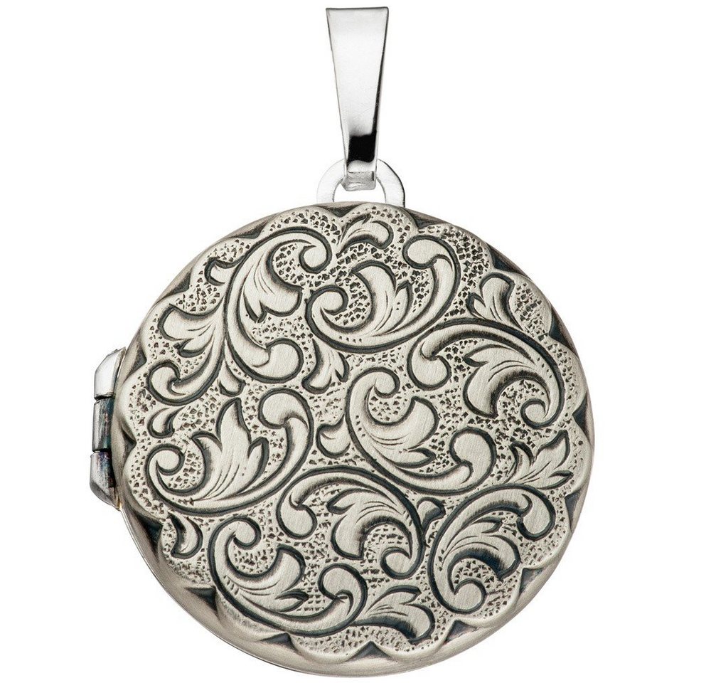 Schmuck Krone Kettenanhänger Medaillon zum Öffnen für 2 Fotos rund, 925 Silber, Silber 925 von Schmuck Krone
