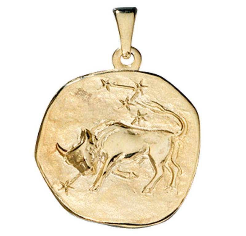 Schmuck Krone Kettenanhänger Sternzeichen Stier - Anhänger aus 333 Gold Gelbgold Halsschmuck Unisex, Gold 333 von Schmuck Krone