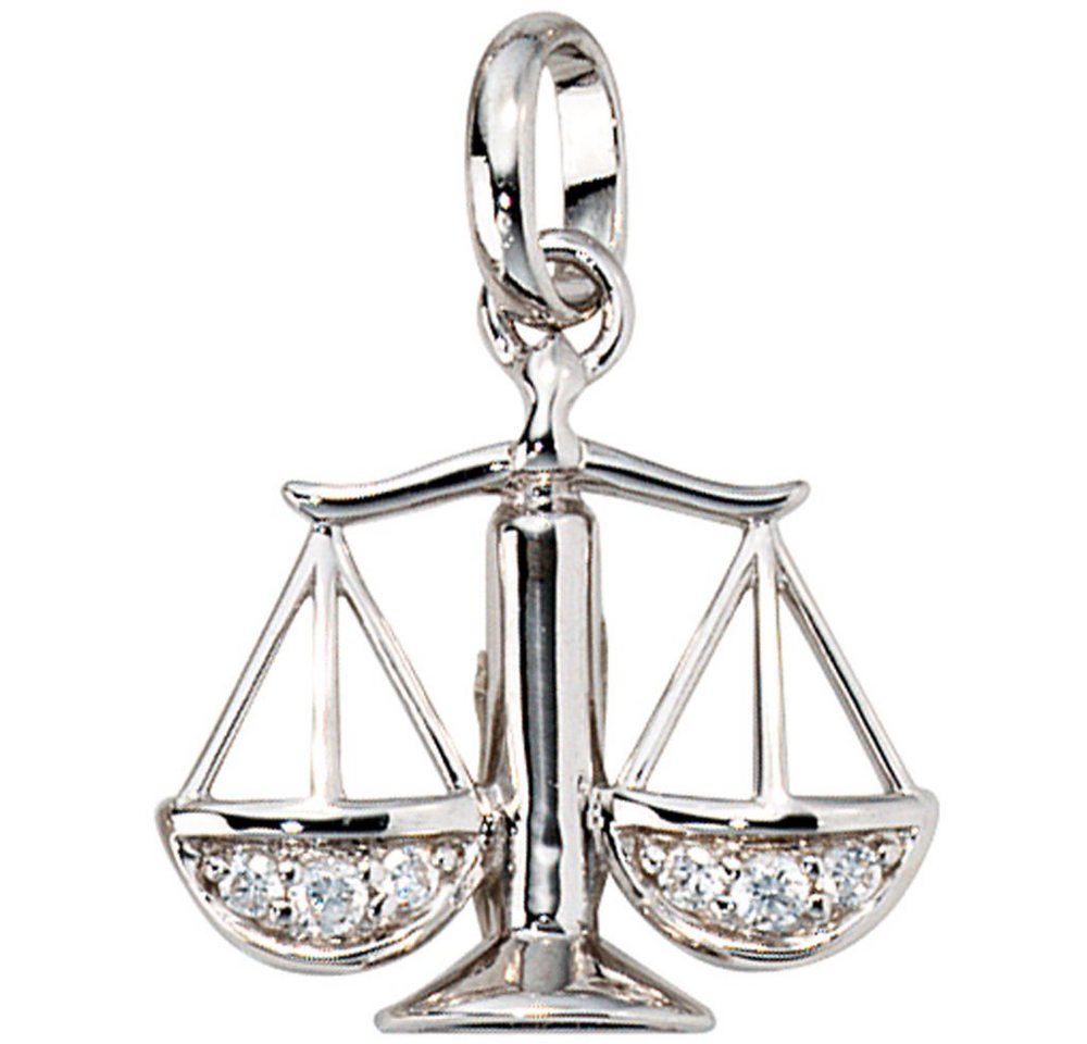 Schmuck Krone Kettenanhänger Anhänger Waage, mit Zirkonia, 925 Silber, Silber 925 von Schmuck Krone