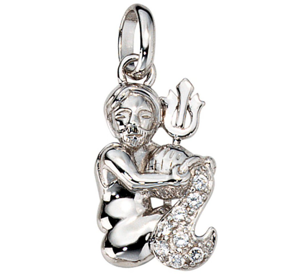 Schmuck Krone Kettenanhänger Sternzeichen Wassermann Anhänger mit Zirkonia 925 Silber rhodiniert Damen, Silber 925 von Schmuck Krone