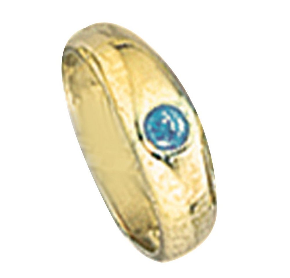 Schmuck Krone Kettenanhänger Taufring mit blauem Safir glänzend aus 333 Gold Gelbgold für Kinder, Gold 333 von Schmuck Krone