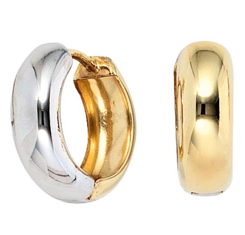 Schmuck Krone Paar Creolen 14,6mm Creolen Ohrringe Klappcreole 333 Gold Gelbgold teilrhodiniert, Gold 333 von Schmuck Krone