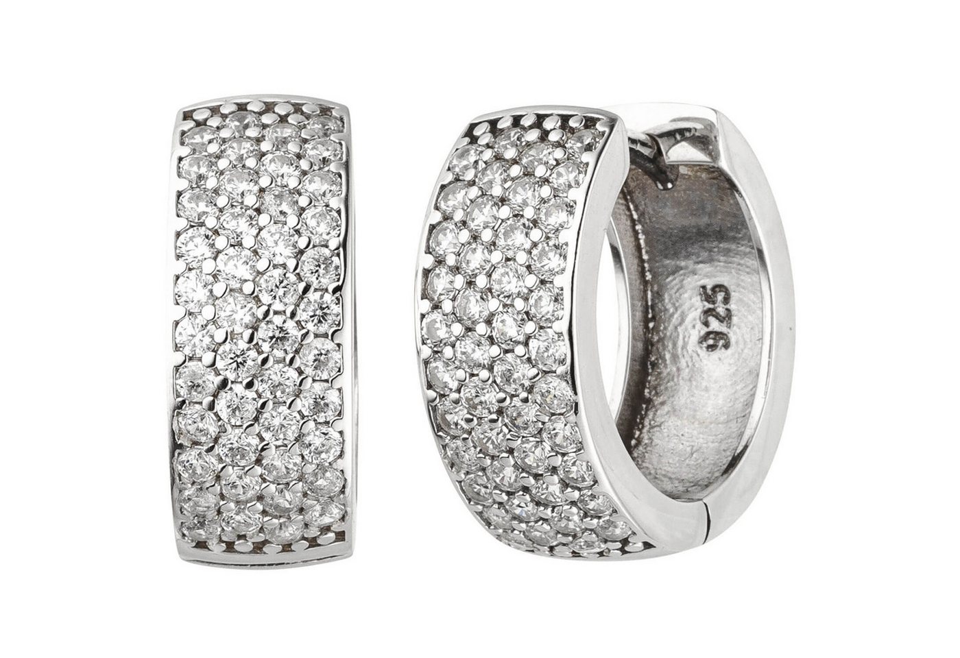 Schmuck Krone Paar Creolen Creolen 17x6,6mm 925 Silber mit 88 Zirkonia, Silber 925 Schmuck Krone Paar Creolen Creolen 17x6,6mm 925 Silber mit 88 Zirkonia, Silber 925 von Schmuck Krone
