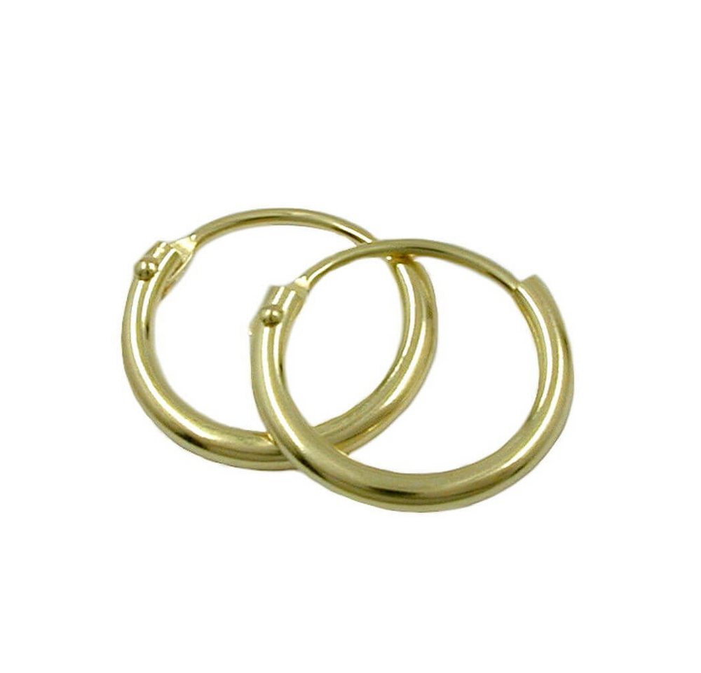 Schmuck Krone Paar Creolen Creolen Creole Ohrringe 11mm 375 Gold Gelbgold glänzend schlicht Ohrschmuck, Gold 375 von Schmuck Krone