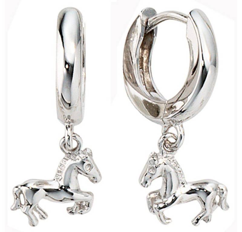 Schmuck Krone Paar Creolen Creolen Pferde, 925 Silber, Damen, Silber 925 von Schmuck Krone