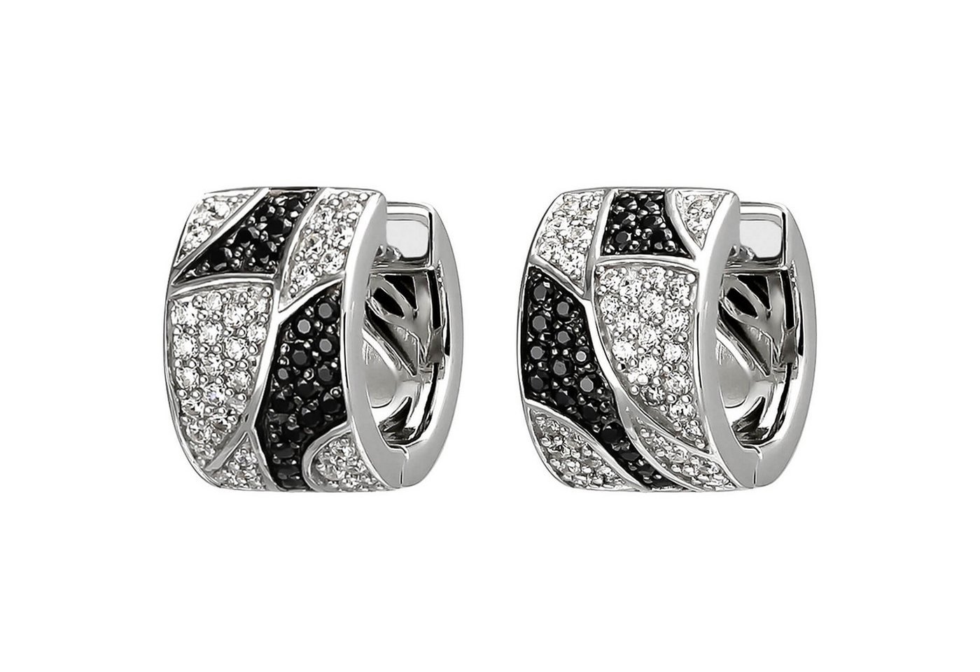 Schmuck Krone Paar Creolen Creolen aus 925 Silber 114 Zirkonia schwarz & weiß, Silber 925 Schmuck Krone Paar Creolen Creolen aus 925 Silber 114 Zirkonia schwarz & weiß, Silber 925 von Schmuck Krone