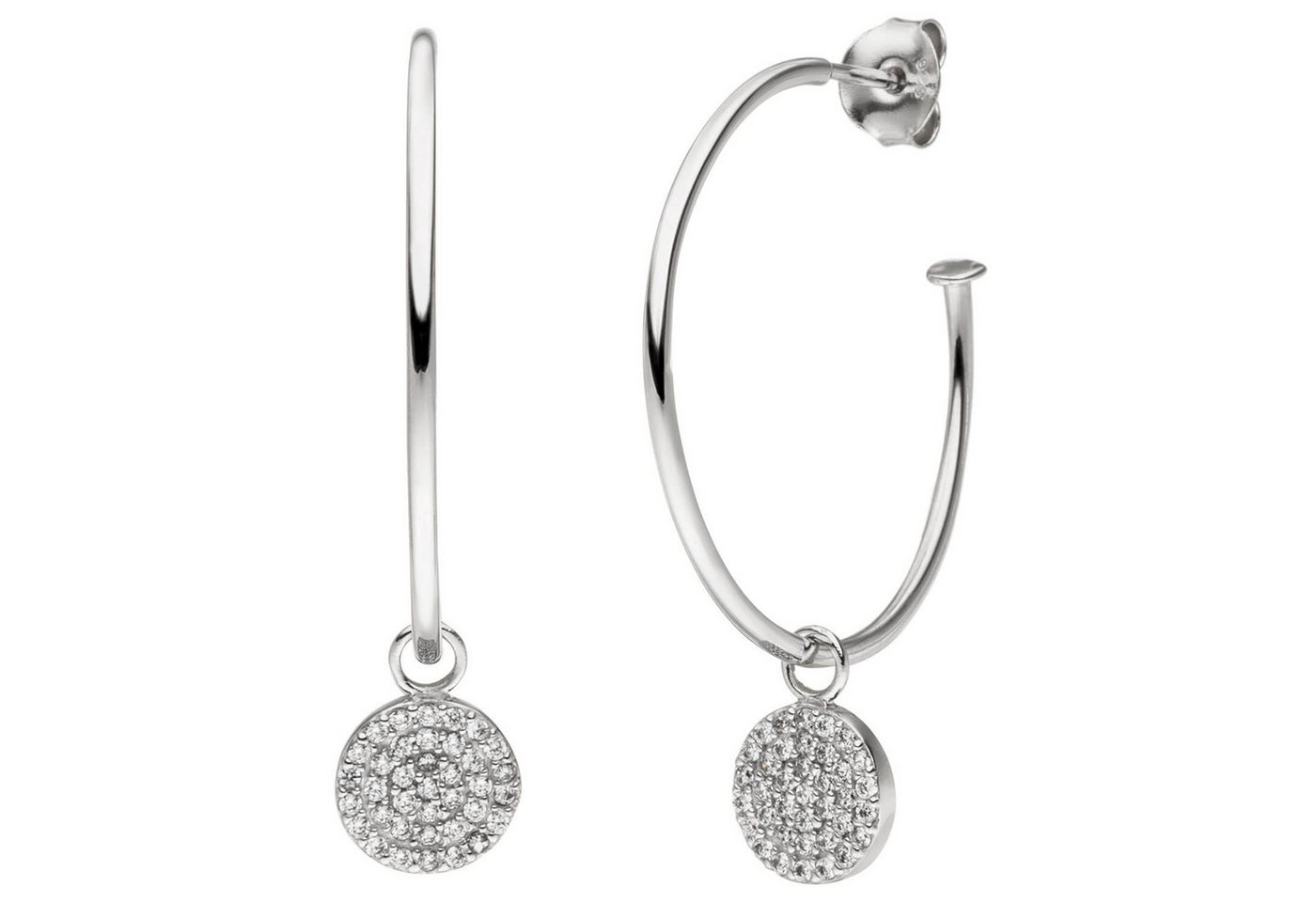 Schmuck Krone Paar Creolen Halbcreolen aus 925 Silber mit Anhänger 74 Zirkonia, Silber 925 Schmuck Krone Paar Creolen Halbcreolen aus 925 Silber mit Anhänger 74 Zirkonia, Silber 925 von Schmuck Krone