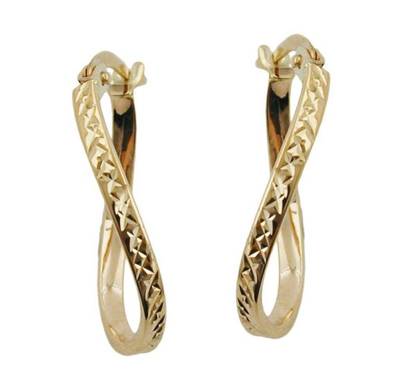 Schmuck Krone Paar Creolen Creolen, Möbius Band, oval, 375 Gelbgold, Damen, Gold 375 von Schmuck Krone
