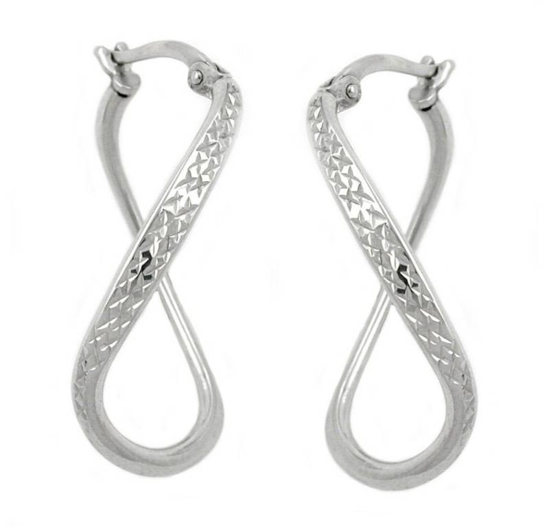 Schmuck Krone Paar Creolen Creolen, Möbius Band, oval gedreht, 925 Silber, Damen, Silber 925 von Schmuck Krone