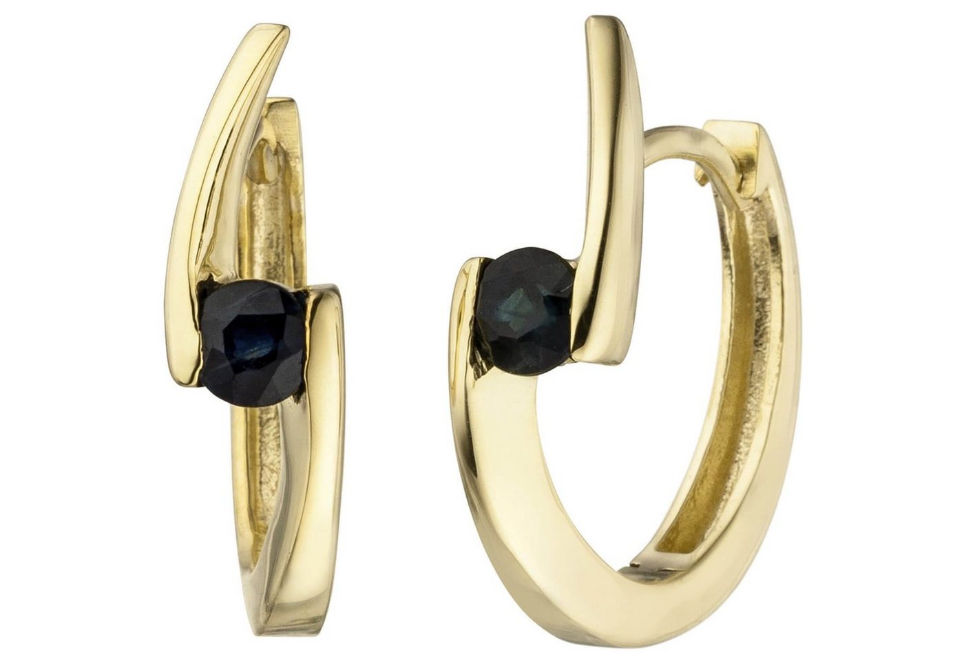Schmuck Krone Paar Creolen Creolen mit Saphir, 333 Gelbgold, 14,5x4,6mm, Gold 333 Schmuck Krone Paar Creolen Creolen mit Saphir, 333 Gelbgold, 14,5x4,6mm, Gold 333 von Schmuck Krone
