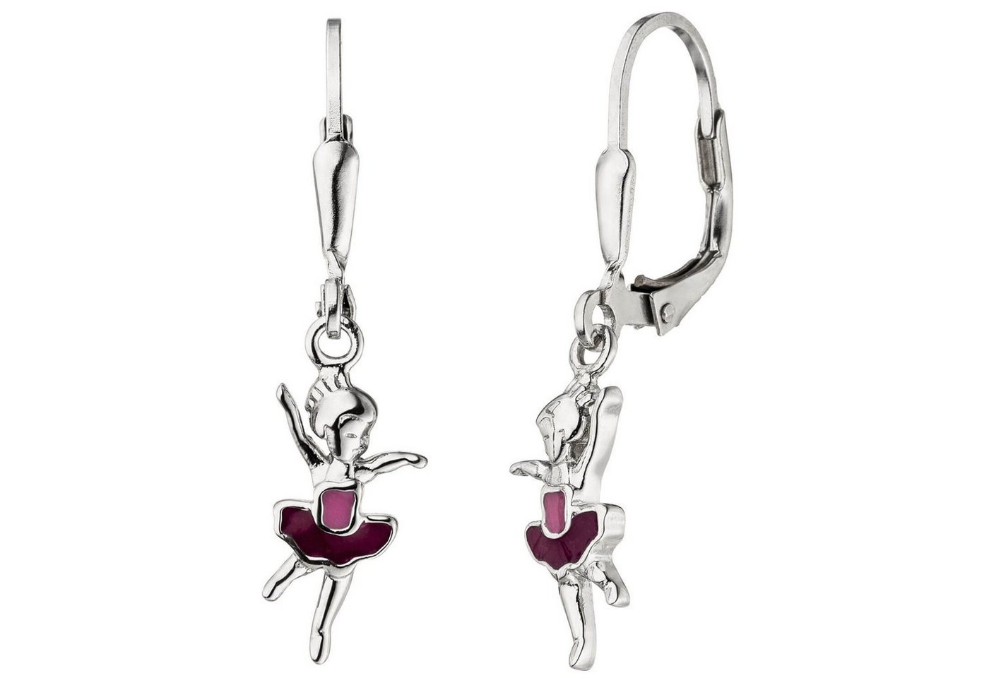 Schmuck Krone Paar Ohrhänger Kinder-Boutons Ballerina pink-lila 925 Silber, Silber 925 von Schmuck Krone