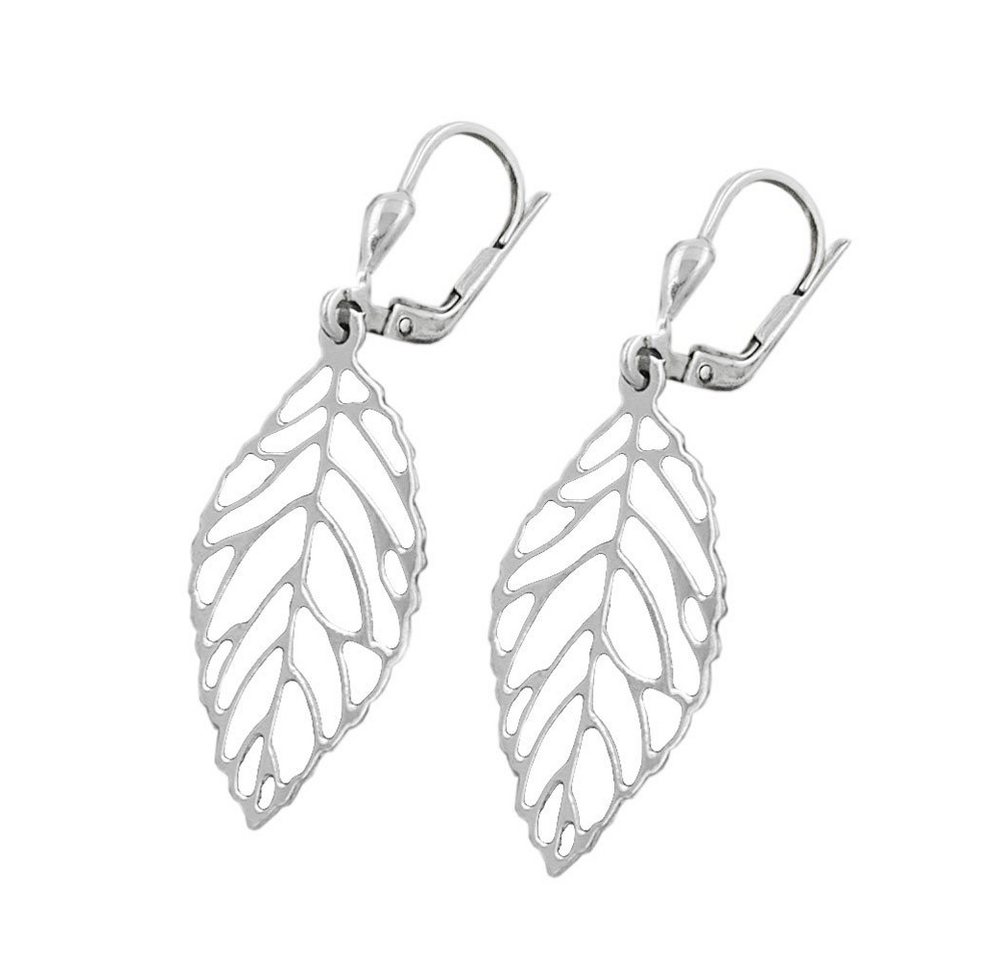 Schmuck Krone Paar Ohrhänger Brisur Ohrhänger Ohrringe Blatt Blätter 925 Silber durchbrochen für Damen, Silber 925 von Schmuck Krone