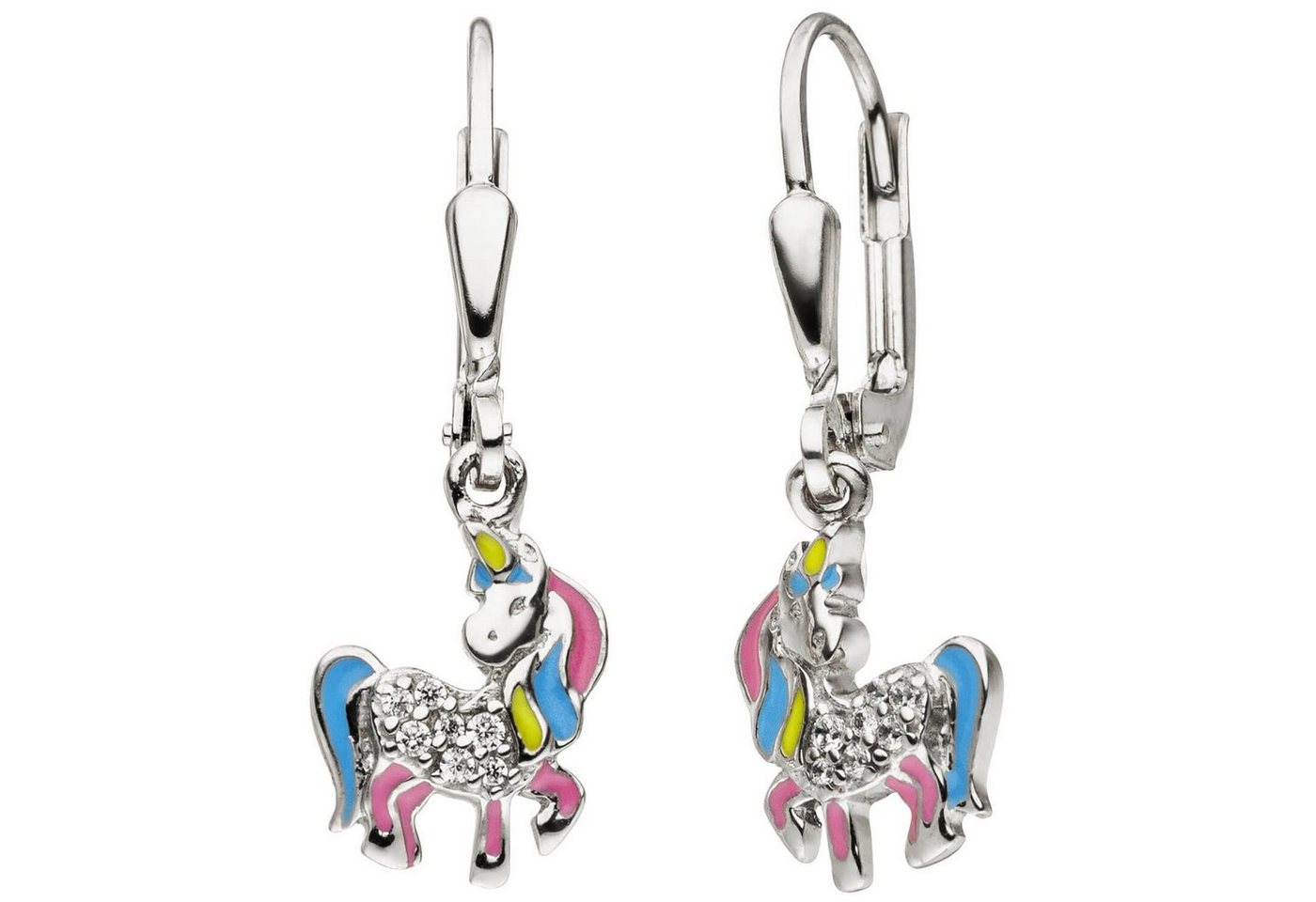 Schmuck Krone Paar Ohrhänger Kinder-Boutons Einhorn mit Zirkonia, 925 Silber, Silber 925 von Schmuck Krone