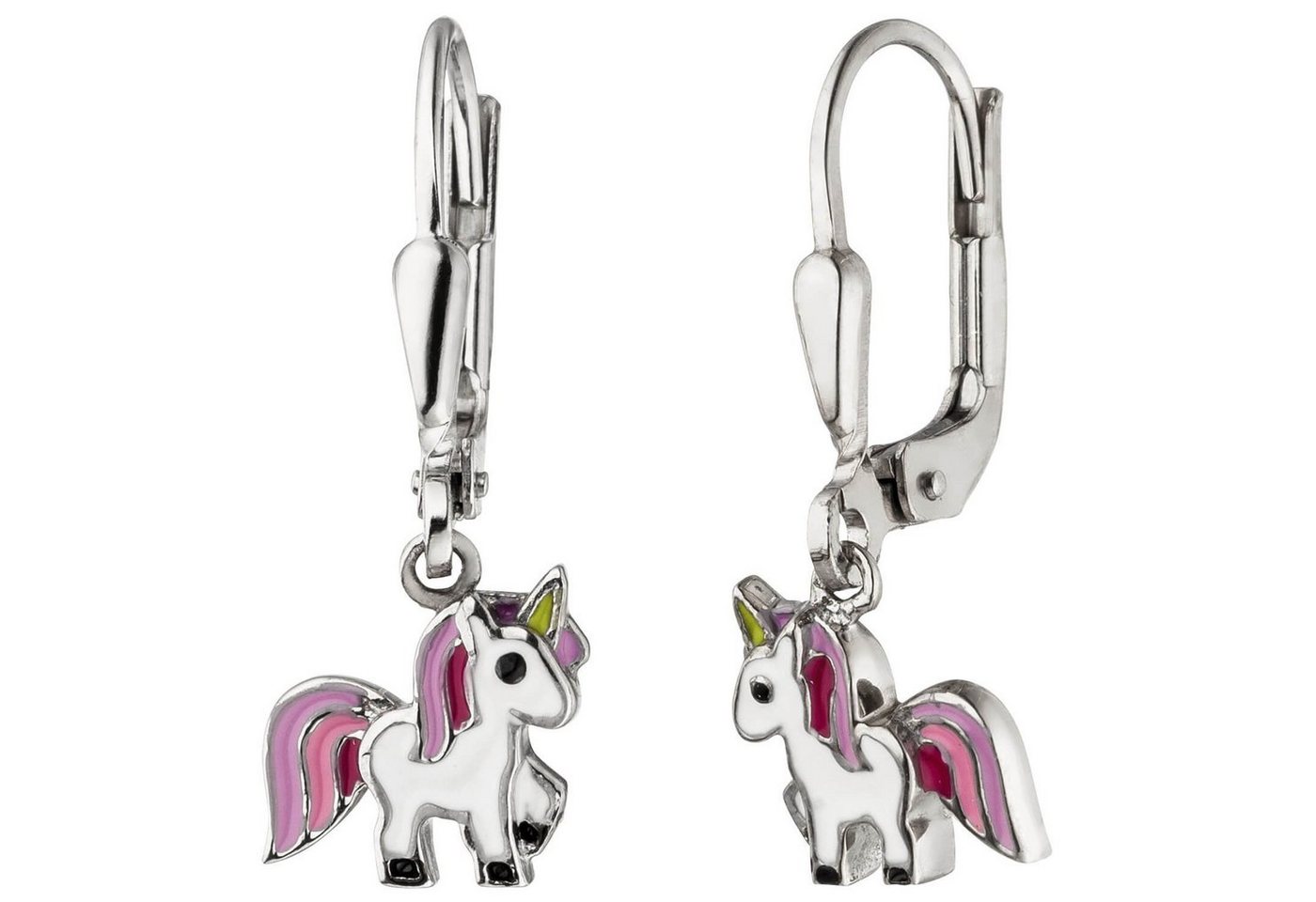 Schmuck Krone Paar Ohrhänger Kinder Ohrhänger Einhorn, 925 Silber, lila-pink-grün, Silber 925 von Schmuck Krone