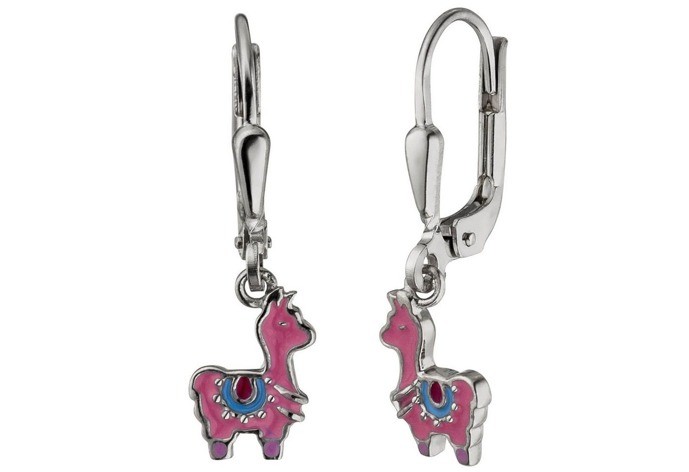 Schmuck Krone Paar Ohrhänger Kinder Ohrhänger Lama, 925 Silber, pink-lila-blau, Silber 925 von Schmuck Krone