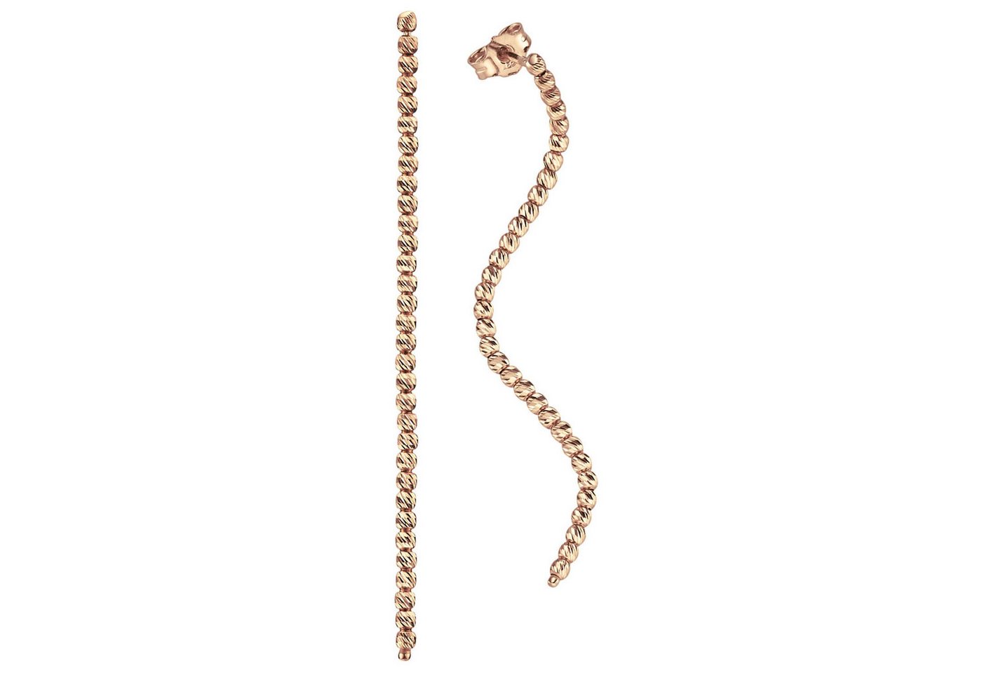 Schmuck Krone Paar Ohrhänger Lange Ohrhänger mit Kügelchen aus 585 Rotgold flexibel, Gold 585 von Schmuck Krone