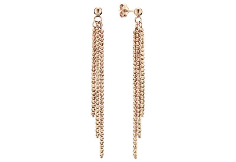 Schmuck Krone Paar Ohrhänger Ohrhänger 60mm Kügelchen 3-reihig 585 Rotgold, Gold 585 von Schmuck Krone