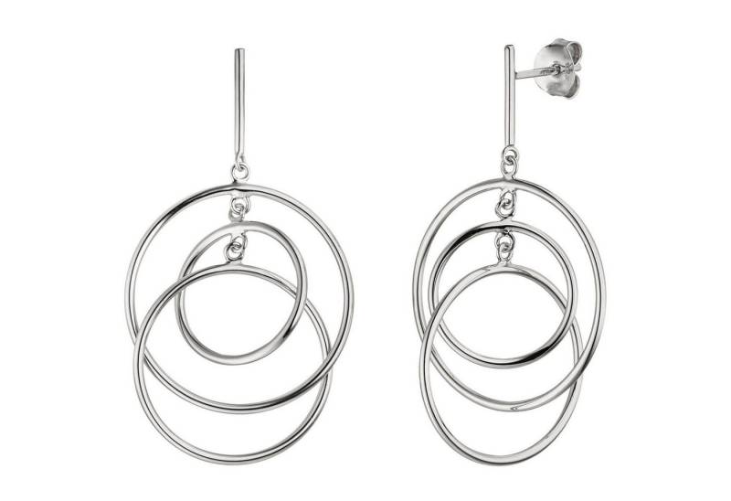 Schmuck Krone Paar Ohrhänger Ohrhänger Hängerstecker 3 dünne Ringe aus 925 Silber Ohrringe Ohrschmuck, Silber 925 von Schmuck Krone