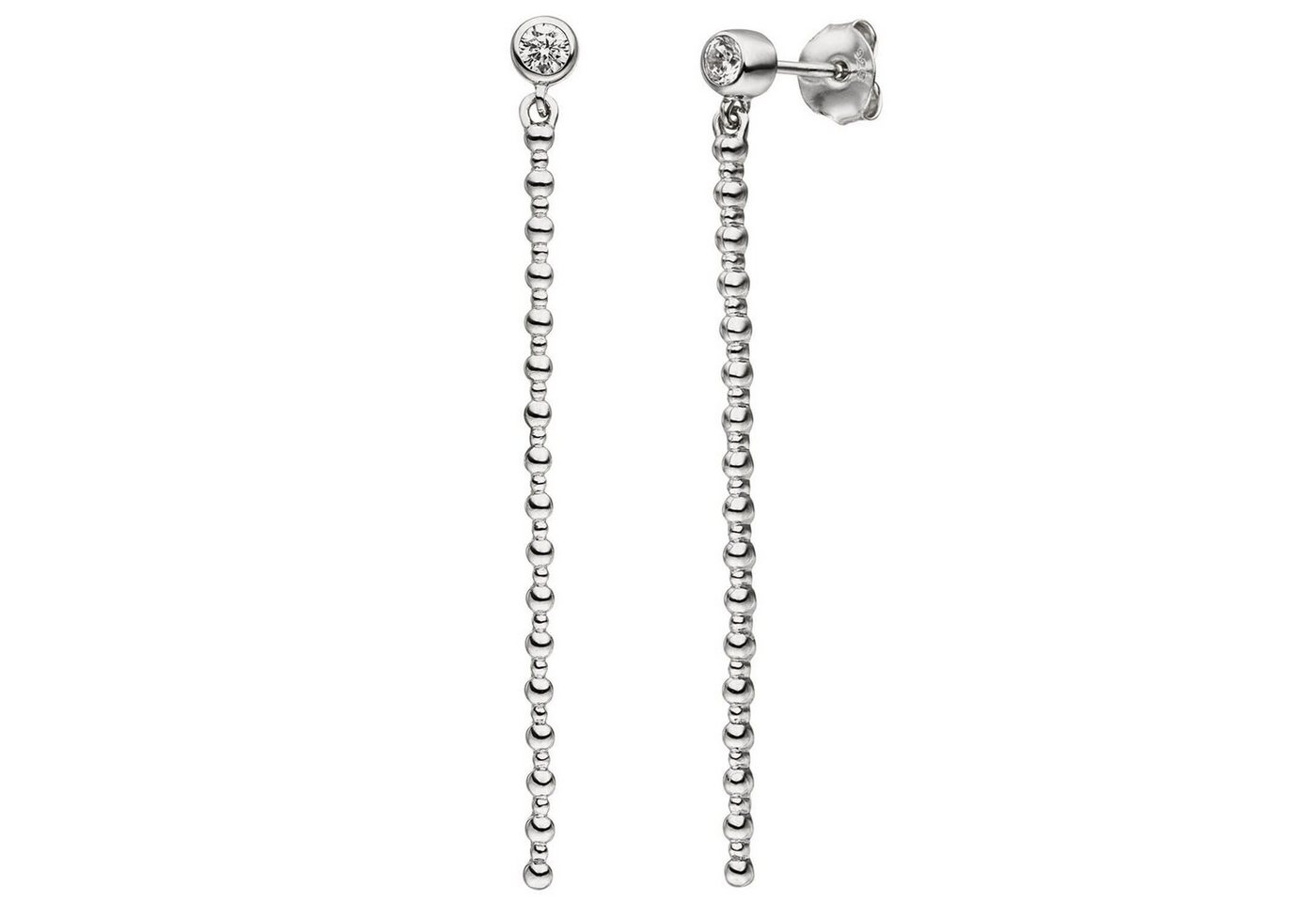 Schmuck Krone Paar Ohrhänger Ohrhänger Hängerstecker Stäbchen mit weißen Zirkonia, 925 Silber rhodiniert, Silber 925 von Schmuck Krone