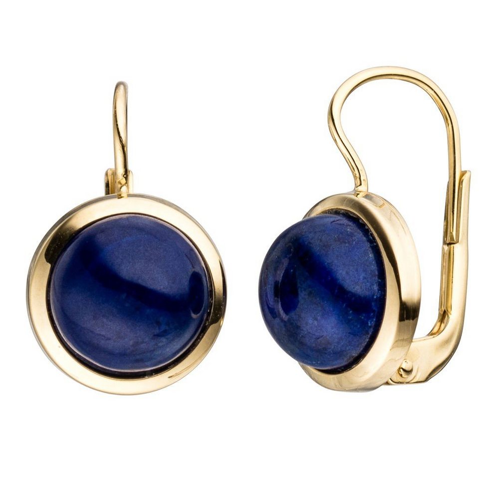 Schmuck Krone Paar Ohrhänger Ohrringe Boutons Ohrhänger mit Lapis-Lazuli blau Halbkugel 333 Gold Gelbgold, Gold 333 von Schmuck Krone