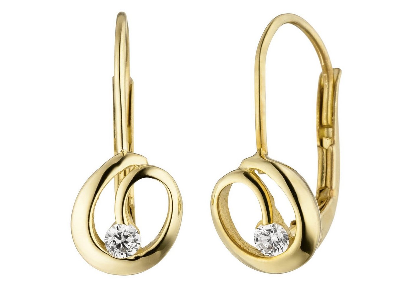 Schmuck Krone Paar Ohrhänger Ohrringe Ohrhänger 12,8x6,7mm 2 Zirkonia weiß 333 Gold Gelbgold teilrhodiniert, Gold 333 von Schmuck Krone