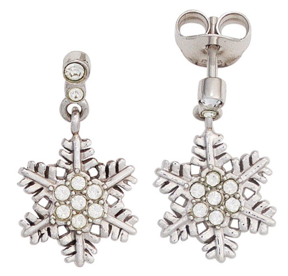 Schmuck Krone Paar Ohrhänger Ohrringe Ohrhänger Stecker Schneeflocke 925 Silber Zirkonia weiß Kinder, Silber 925 von Schmuck Krone