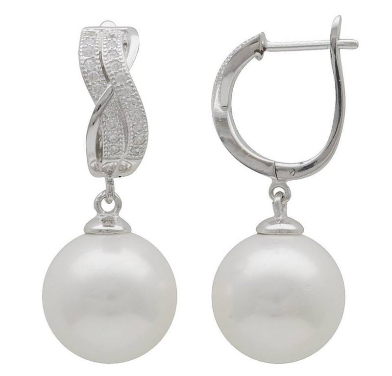 Schmuck Krone Paar Ohrhänger Ohrringe Muschelkernperlen Zirkonia 925 Silber, Silber 925 Schmuck Krone Paar Ohrhänger Ohrringe Muschelkernperlen Zirkonia 925 Silber, Silber 925 von Schmuck Krone