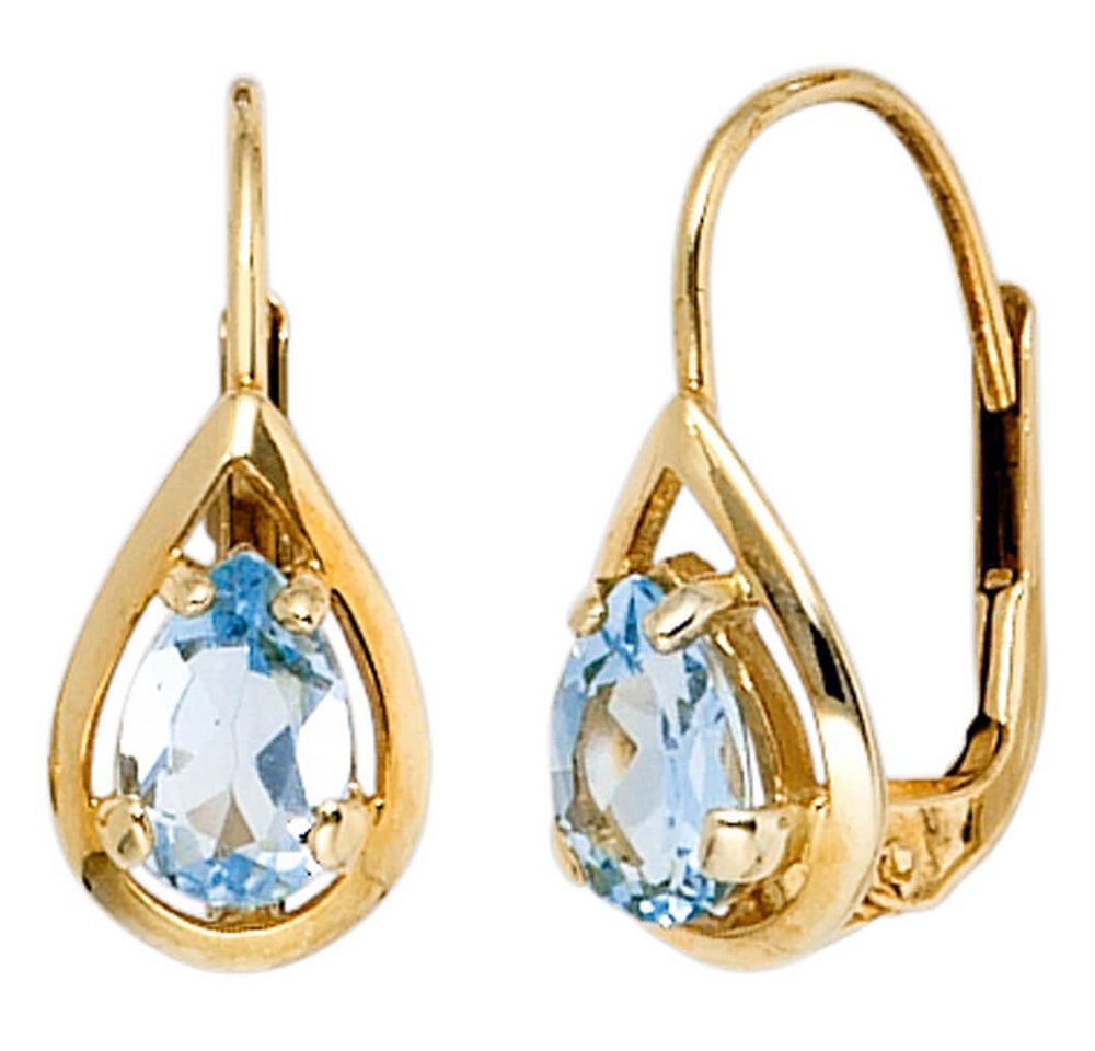 Schmuck Krone Paar Ohrhänger Ohrringe mit Blautopas Tropfen 333 Gelbgold, Gold 333 Schmuck Krone Paar Ohrhänger Ohrringe mit Blautopas Tropfen 333 Gelbgold, Gold 333 von Schmuck Krone