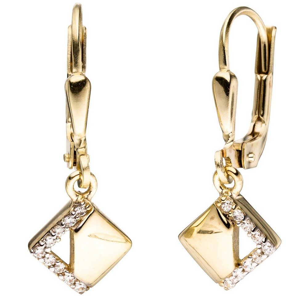 Schmuck Krone Paar Ohrhänger Paar Ohrringe Ohrhänger Rauten Rhombus mit Zirkonia 333 Gold Gelbgold Damen, Gold 333 von Schmuck Krone