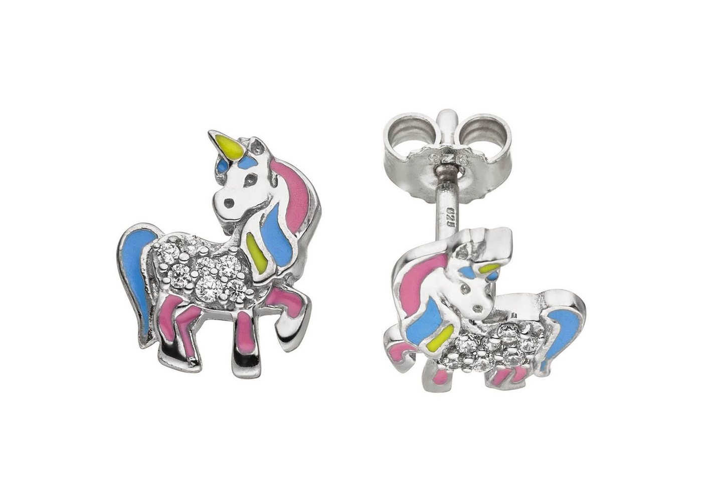 Schmuck Krone Paar Ohrstecker Kinder-Ohrstecker, Einhorn Zirkonia 925 Silber, Silber 925 von Schmuck Krone