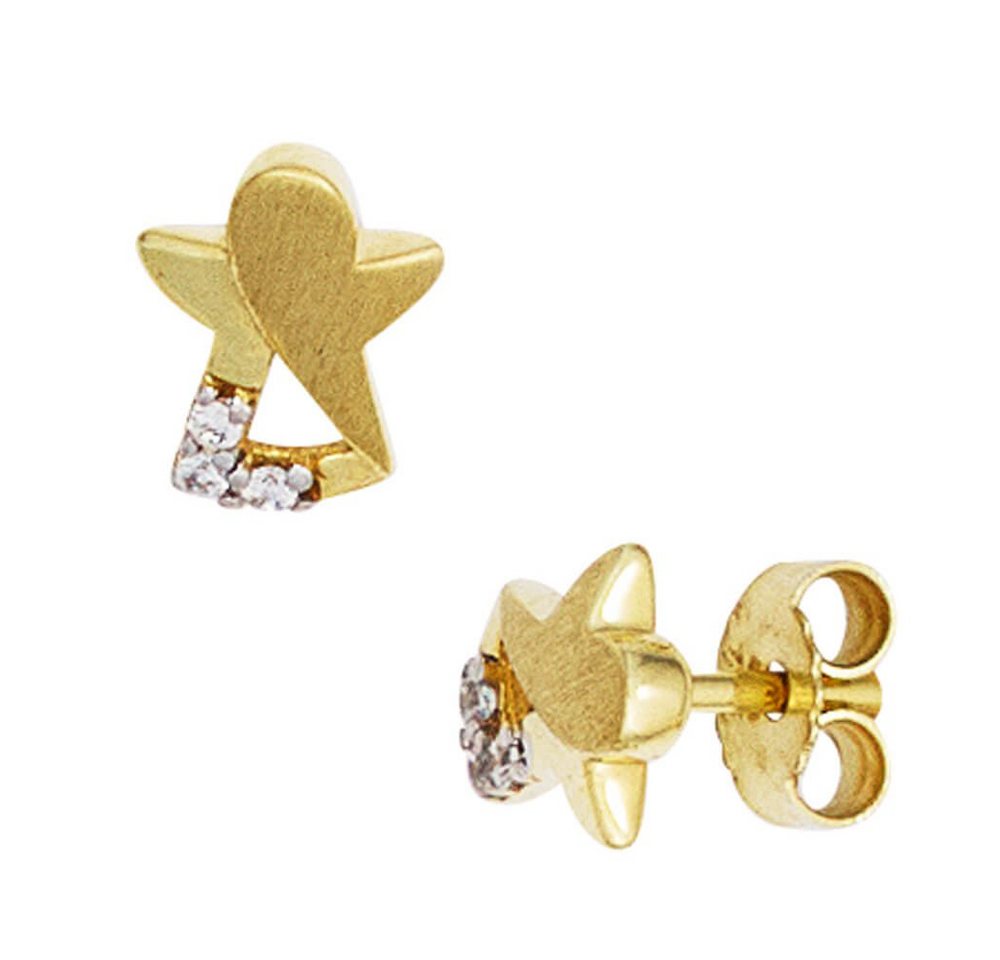 Schmuck Krone Paar Ohrstecker Ohrringe Ohrstecker Engel 333 Gold Gelbgold teilmatt Zirkonia Kinder, Gold 333 von Schmuck Krone